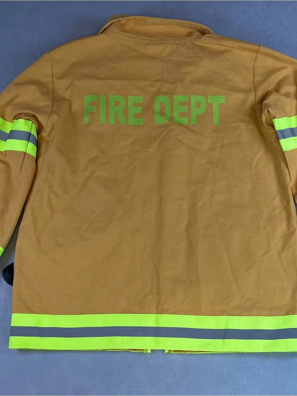 Teetot Co Jr Firefighter Kids Costume Jacket Pants Tan Reflective Size 7-8
